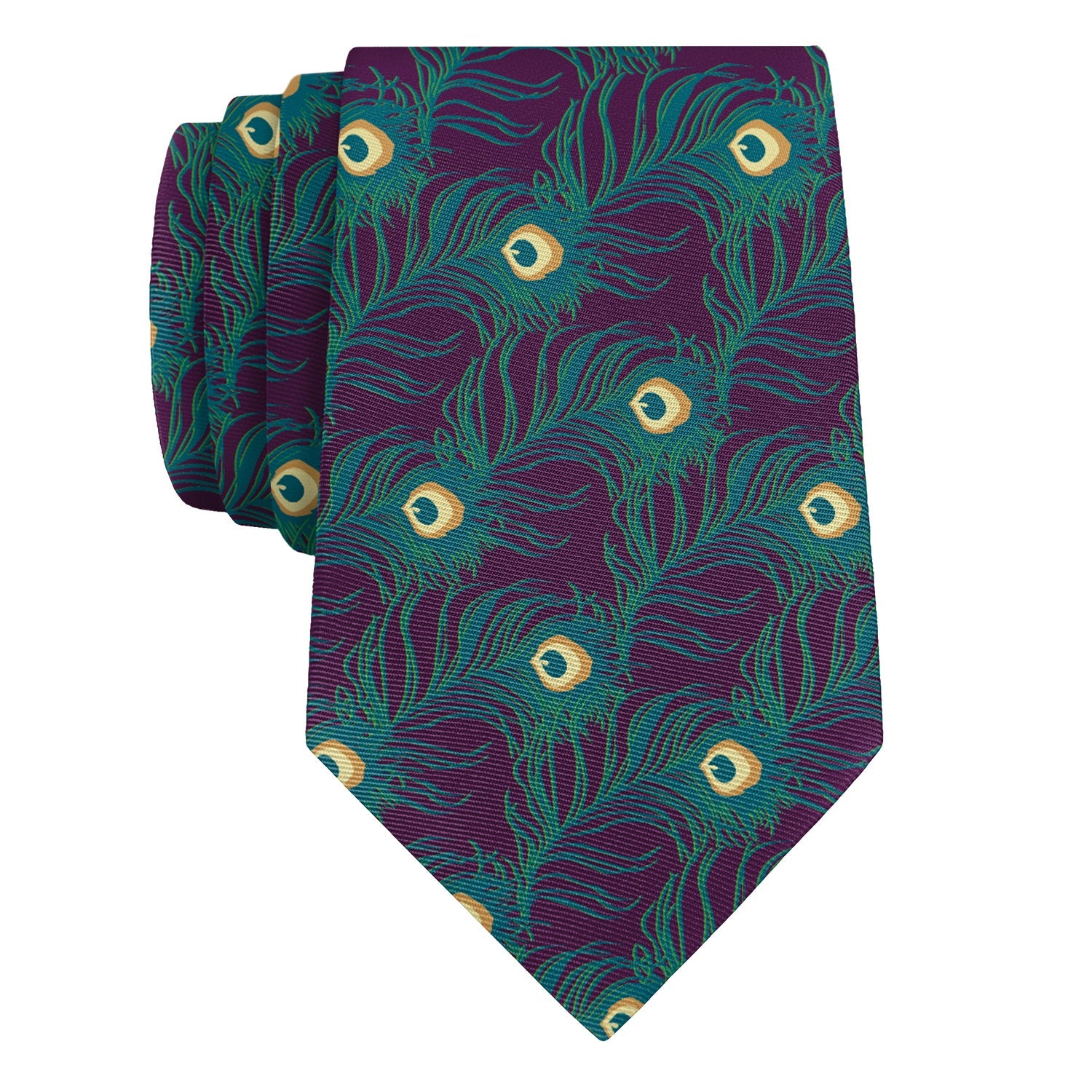 Peacock Feathers Necktie - Rolled - Knotty Tie Co.