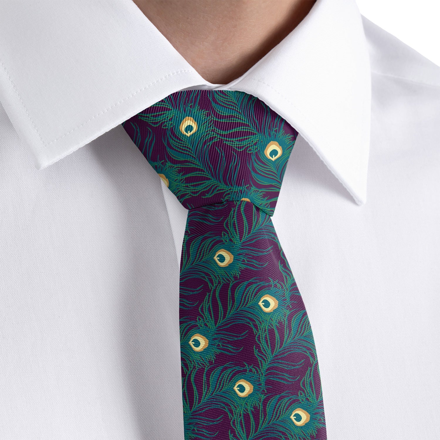Peacock Feathers Necktie - Rolled - Knotty Tie Co.