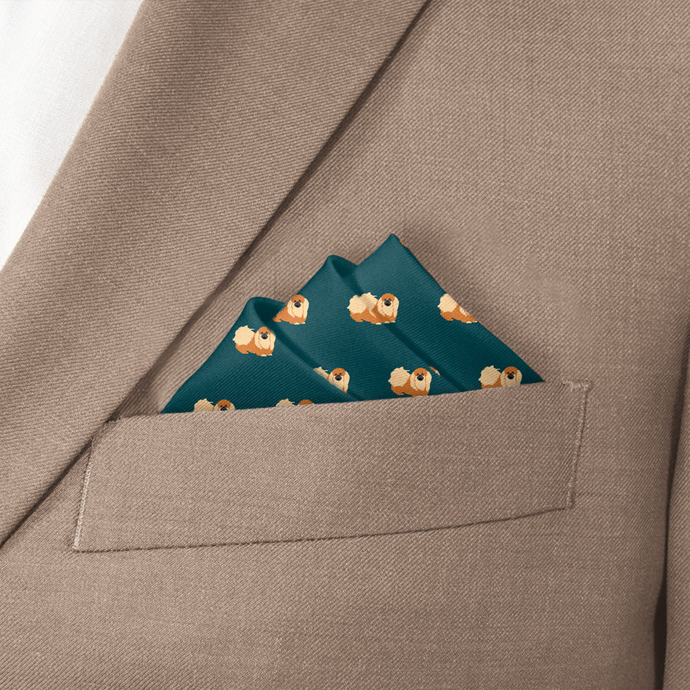 Pekingese Pocket Square - Stairs Fold - Knotty Tie Co.