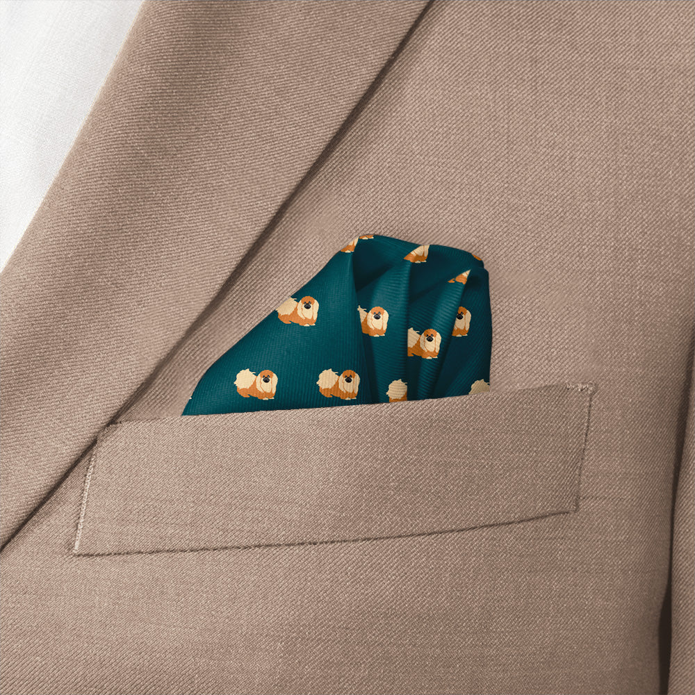 Pekingese Pocket Square - Wave Fold - Knotty Tie Co.