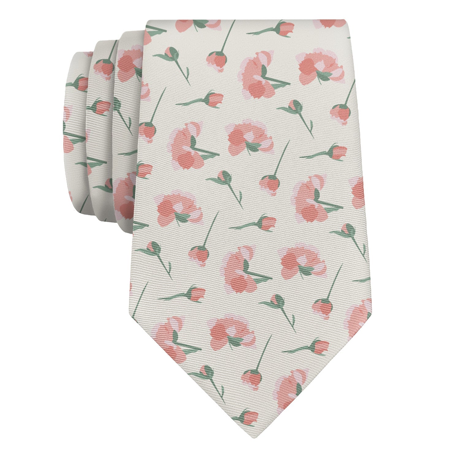 Peonies Floral Necktie - Rolled - Knotty Tie Co.