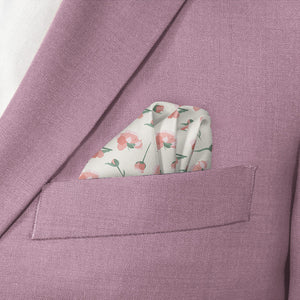 Peonies Floral Pocket Square - Wave Fold - Knotty Tie Co.