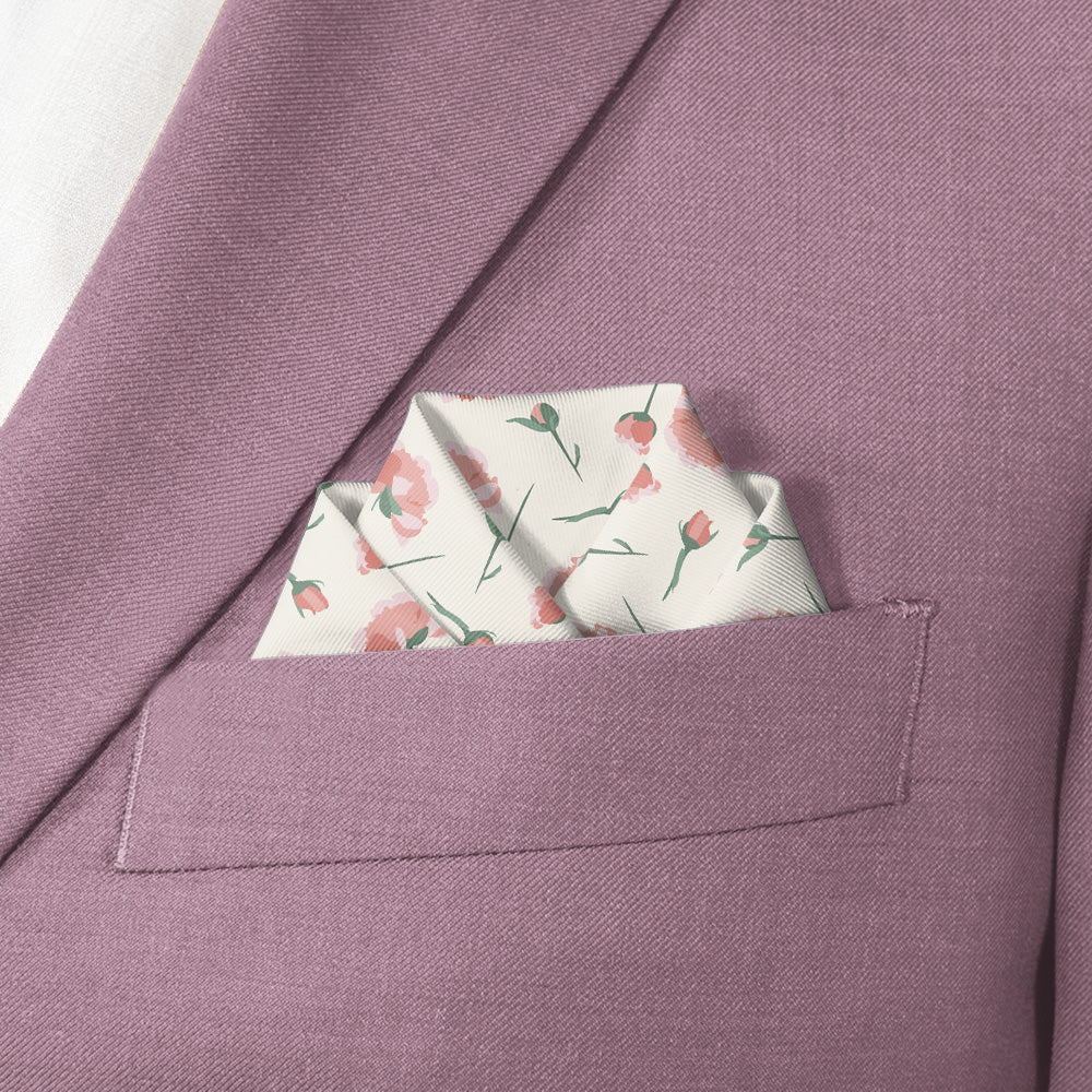 Peonies Floral Pocket Square - Scalloped Fold - Knotty Tie Co.