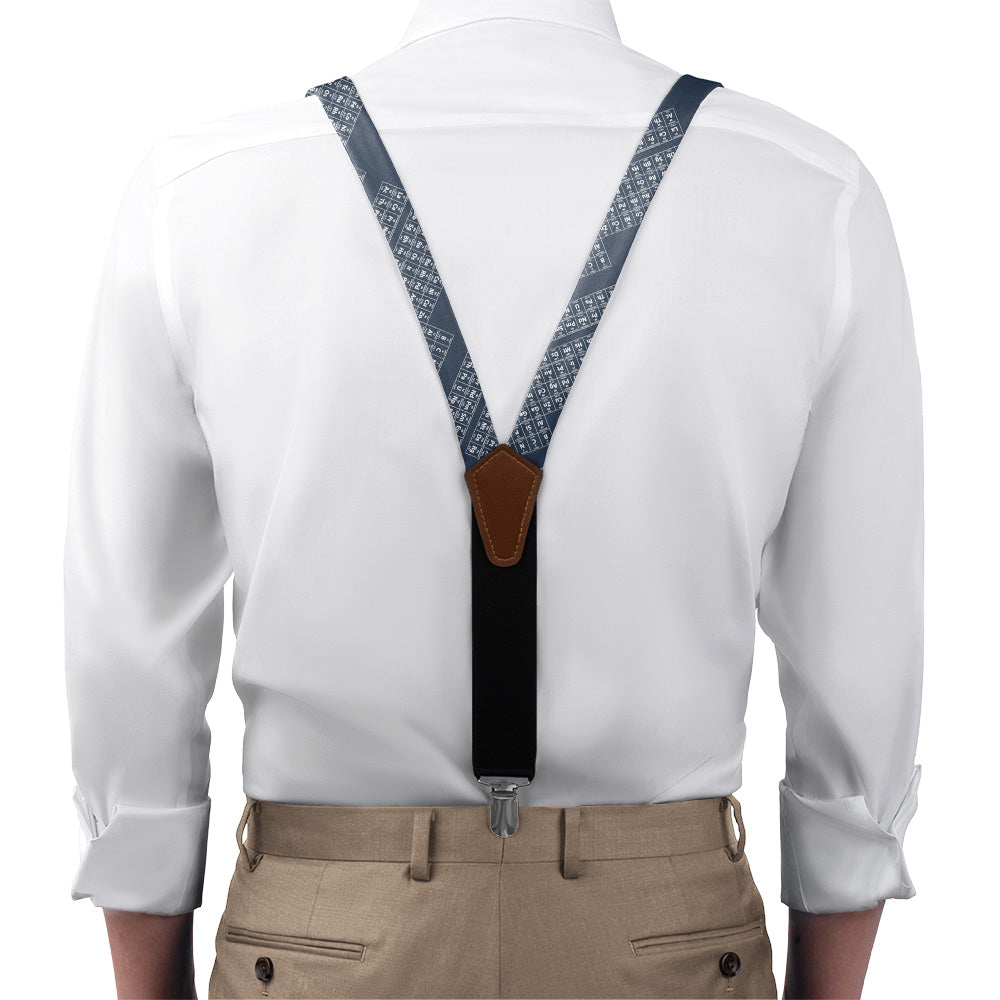 Periodic Table Suspenders - On Model Front View - Knotty Tie Co.