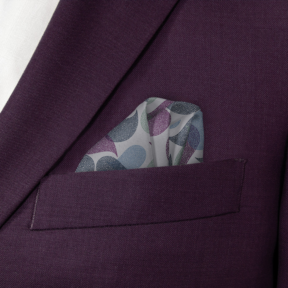 Petal Paisley Pocket Square - Wave Fold - Knotty Tie Co.