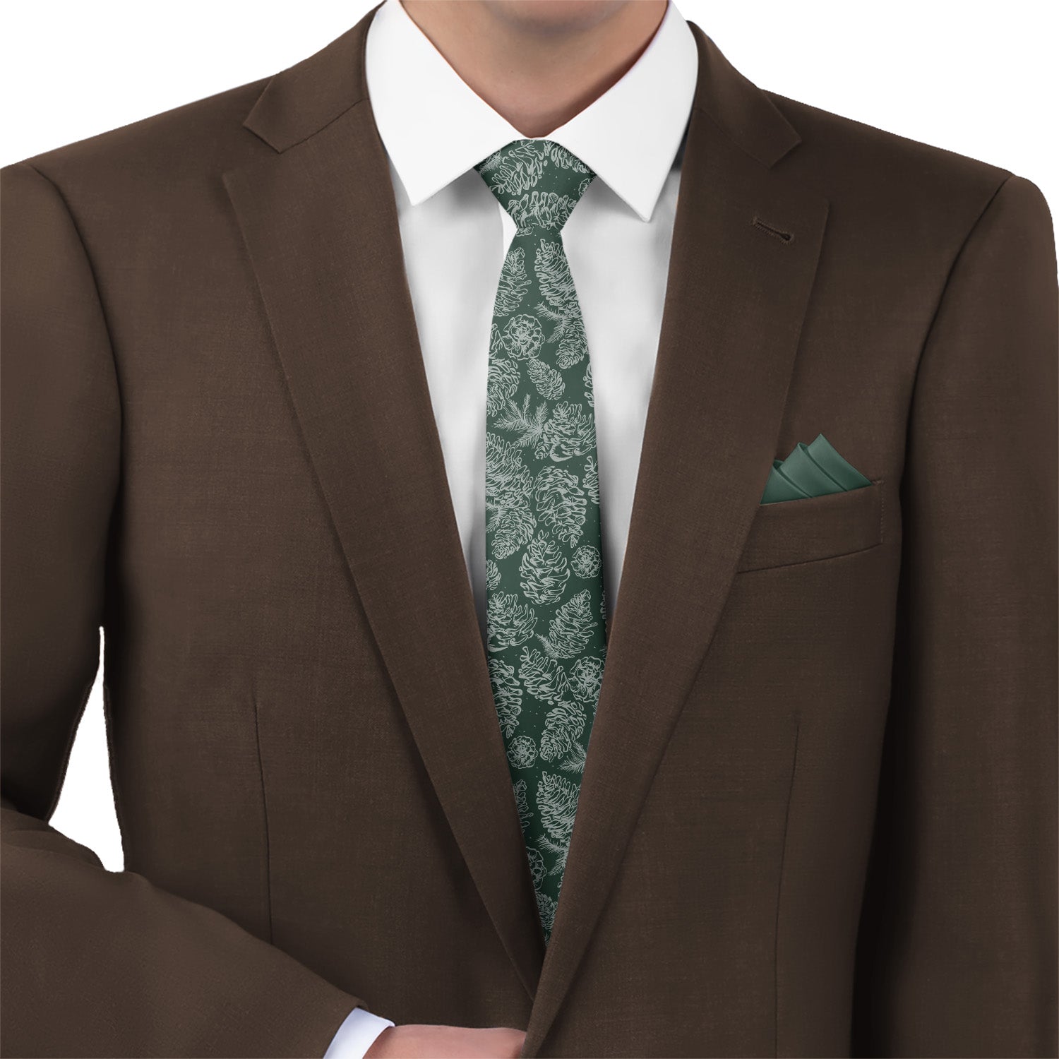 Pinecones Necktie - Matching Pocket Square - Knotty Tie Co.