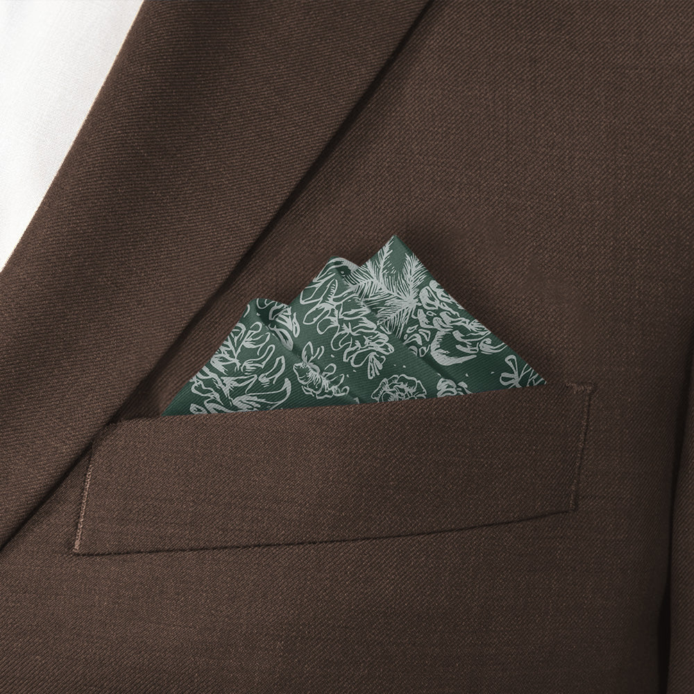 Pinecones Pocket Square - Stairs Fold - Knotty Tie Co.