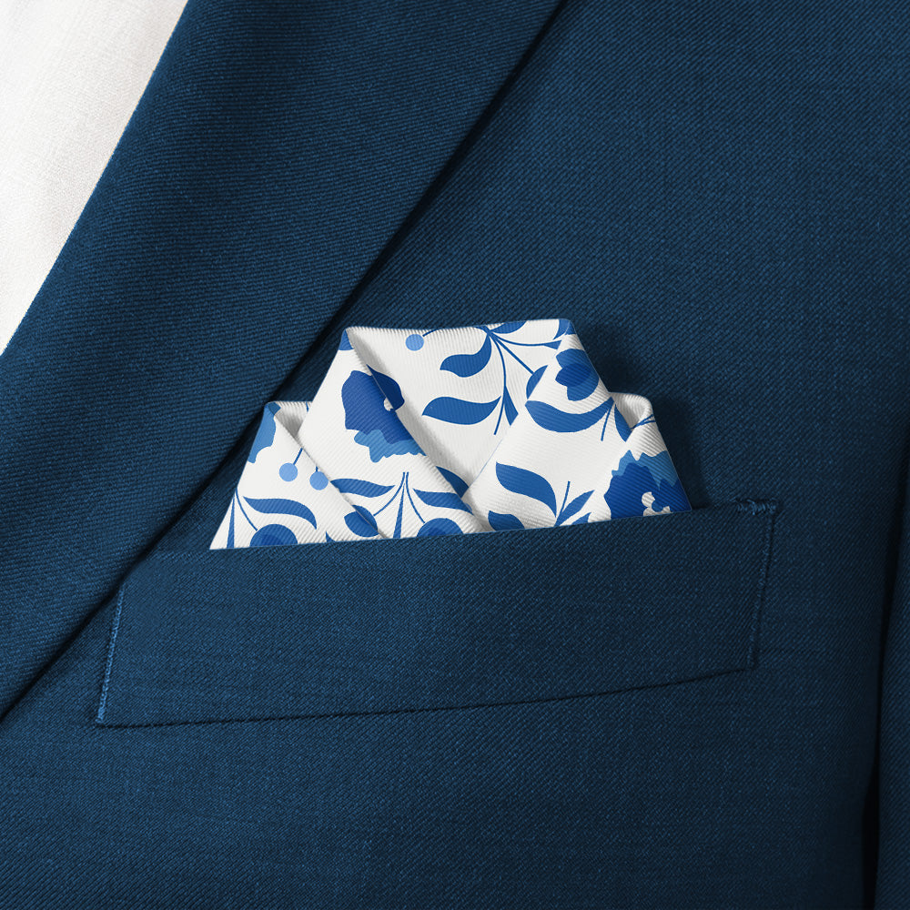 Poppy Floral Pocket Square - Scalloped Fold - Knotty Tie Co.