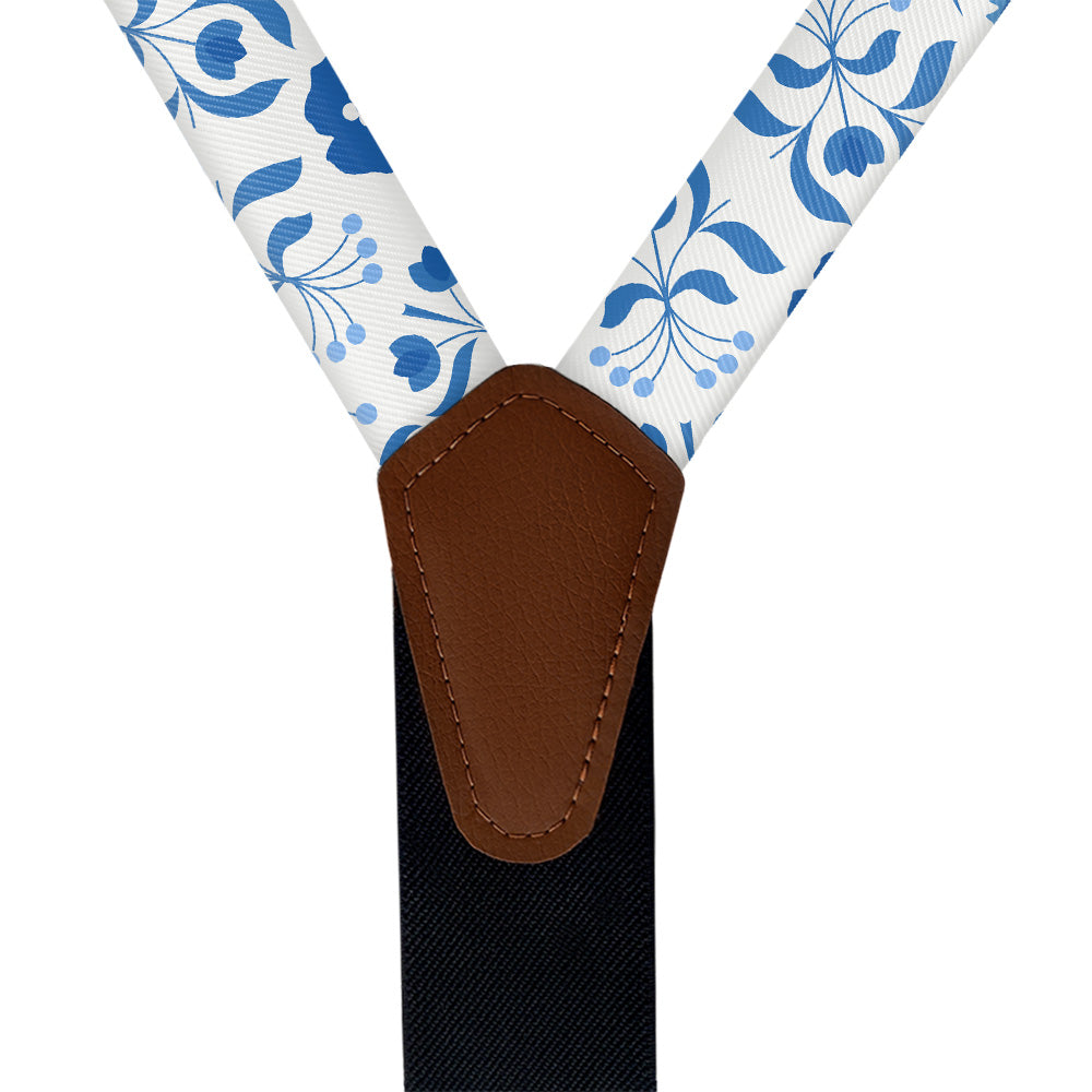 Poppy Floral Suspenders - Vegan Leather Y-Back - Knotty Tie Co.