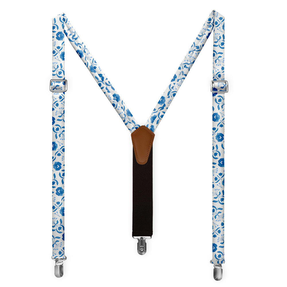 Poppy Floral Suspenders - Full Front View - Knotty Tie Co.