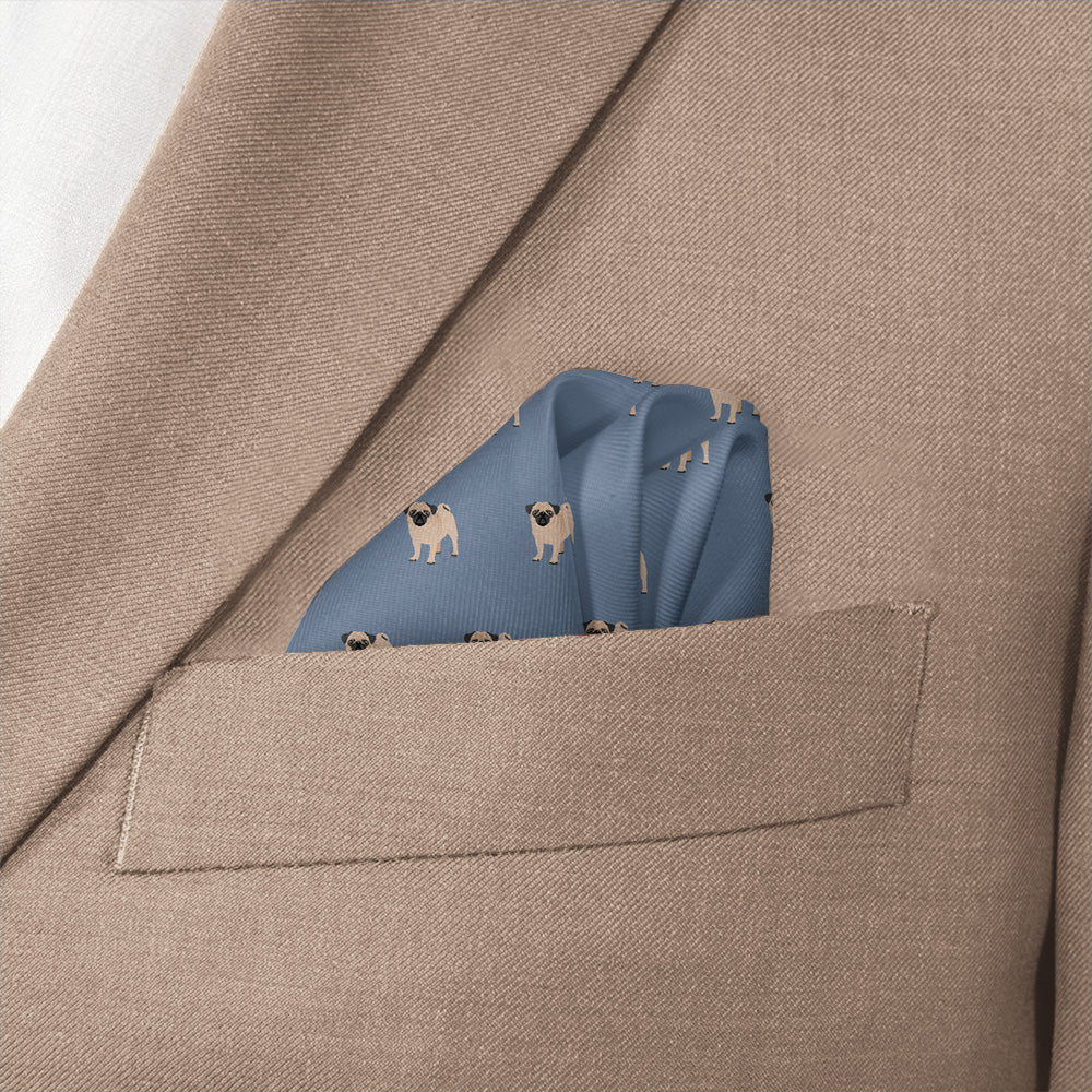 Pug Pocket Square - Wave Fold - Knotty Tie Co.