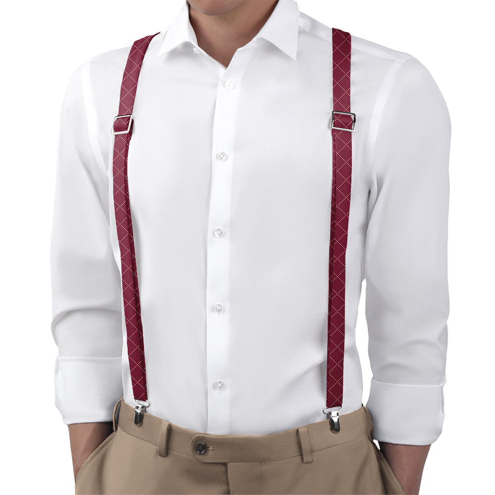 Quilted Plaid Suspenders - On Model Back View - Knotty Tie Co.