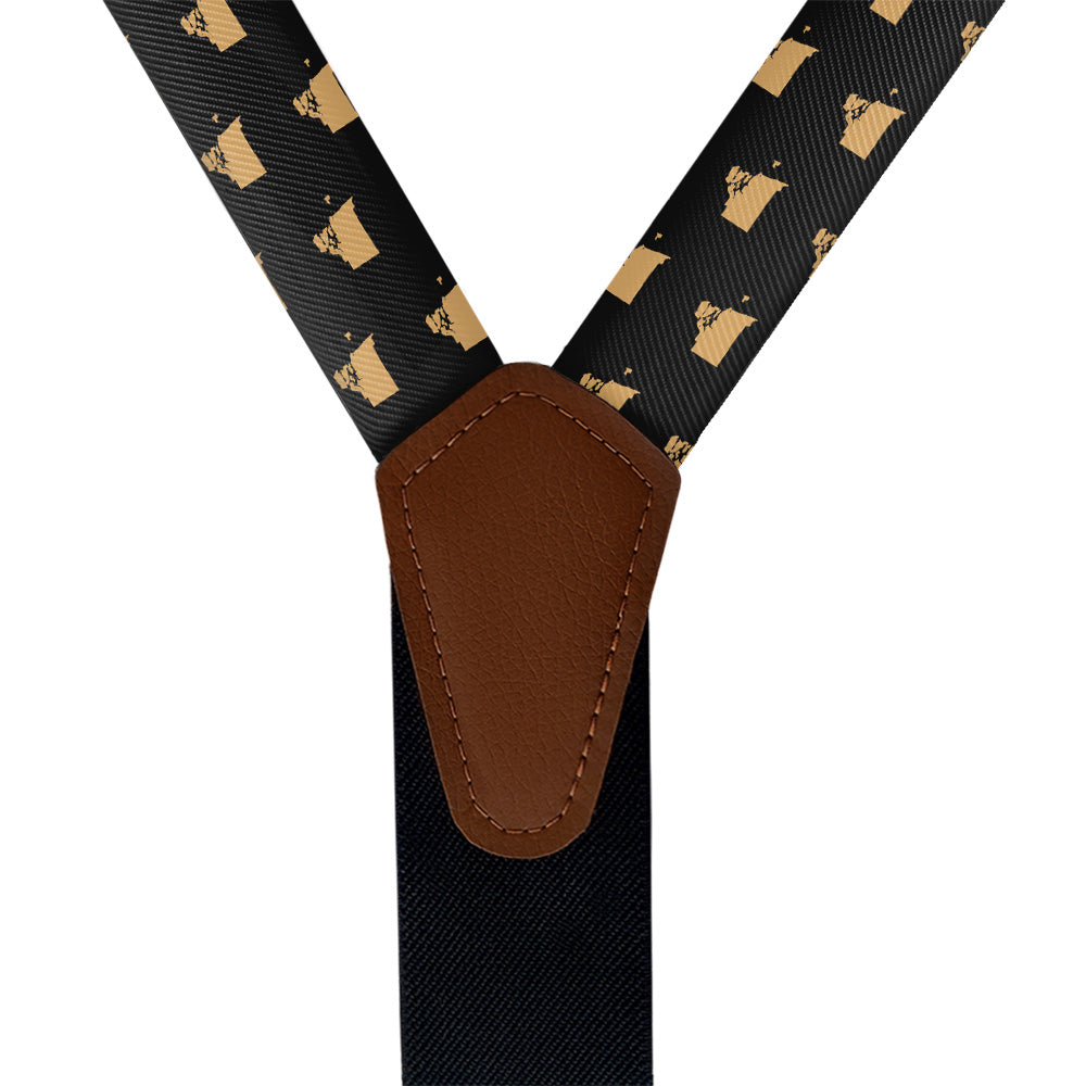 Rhode Island State Outline Suspenders - Vegan Leather Y-Back - Knotty Tie Co.