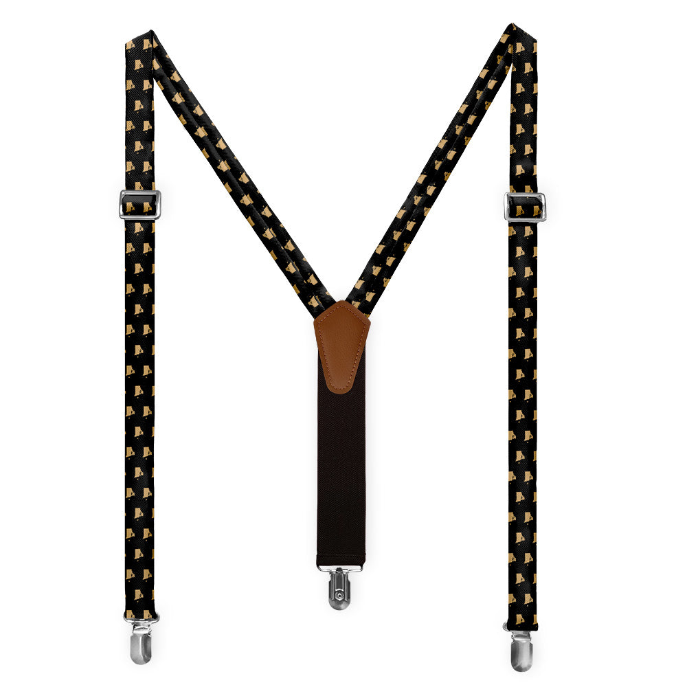 Rhode Island State Outline Suspenders - Full Front View - Knotty Tie Co.