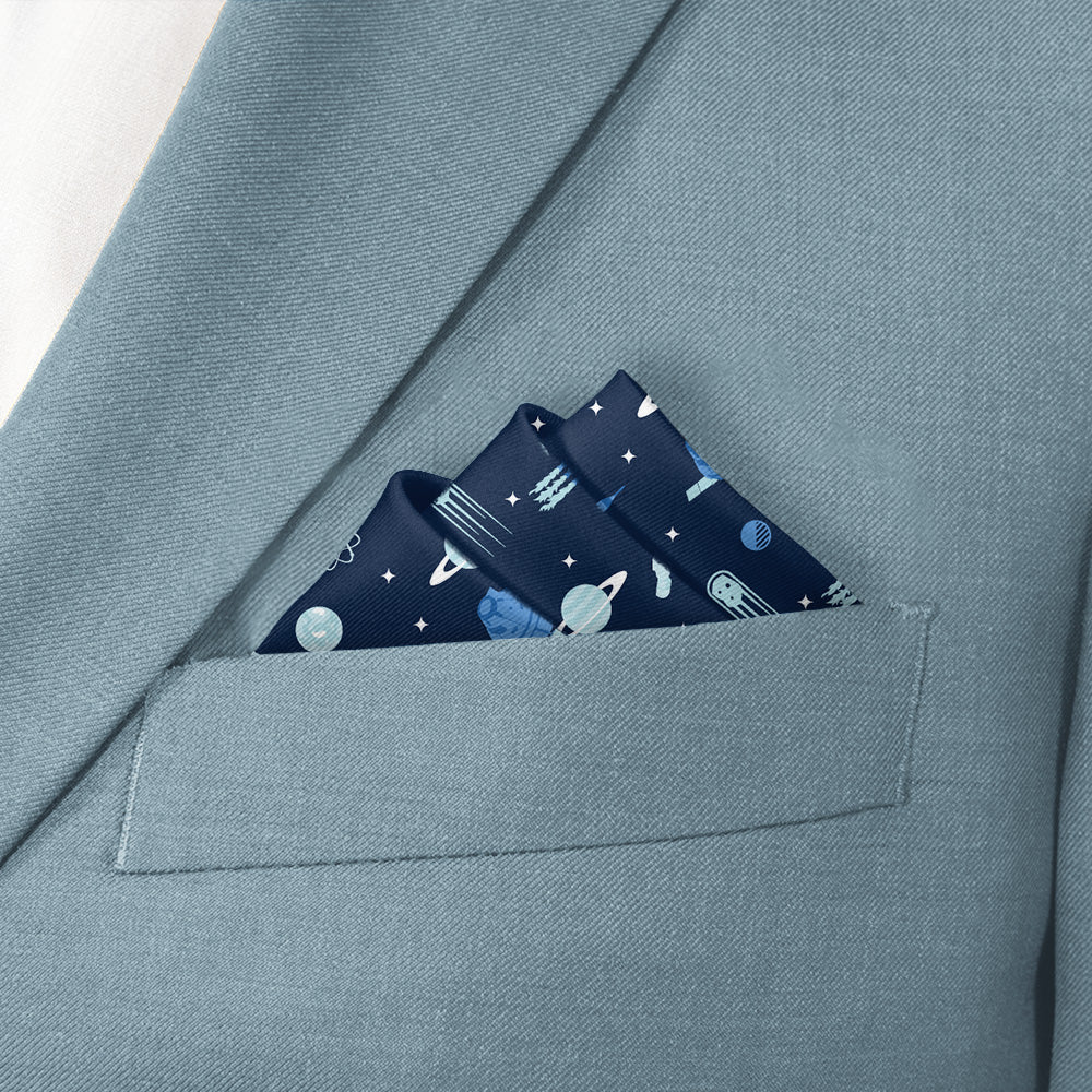 Rocket Man Space Pocket Square - Stairs Fold - Knotty Tie Co.