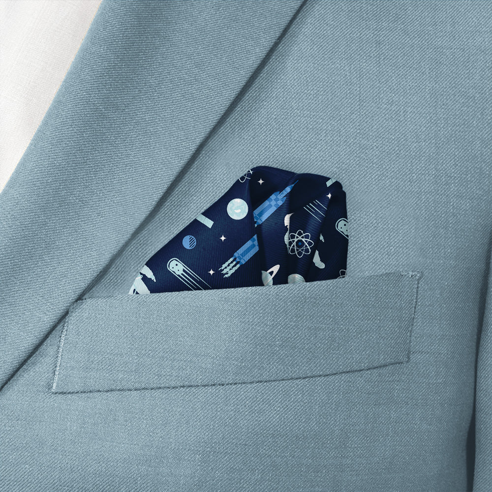 Rocket Man Space Pocket Square - Wave Fold - Knotty Tie Co.