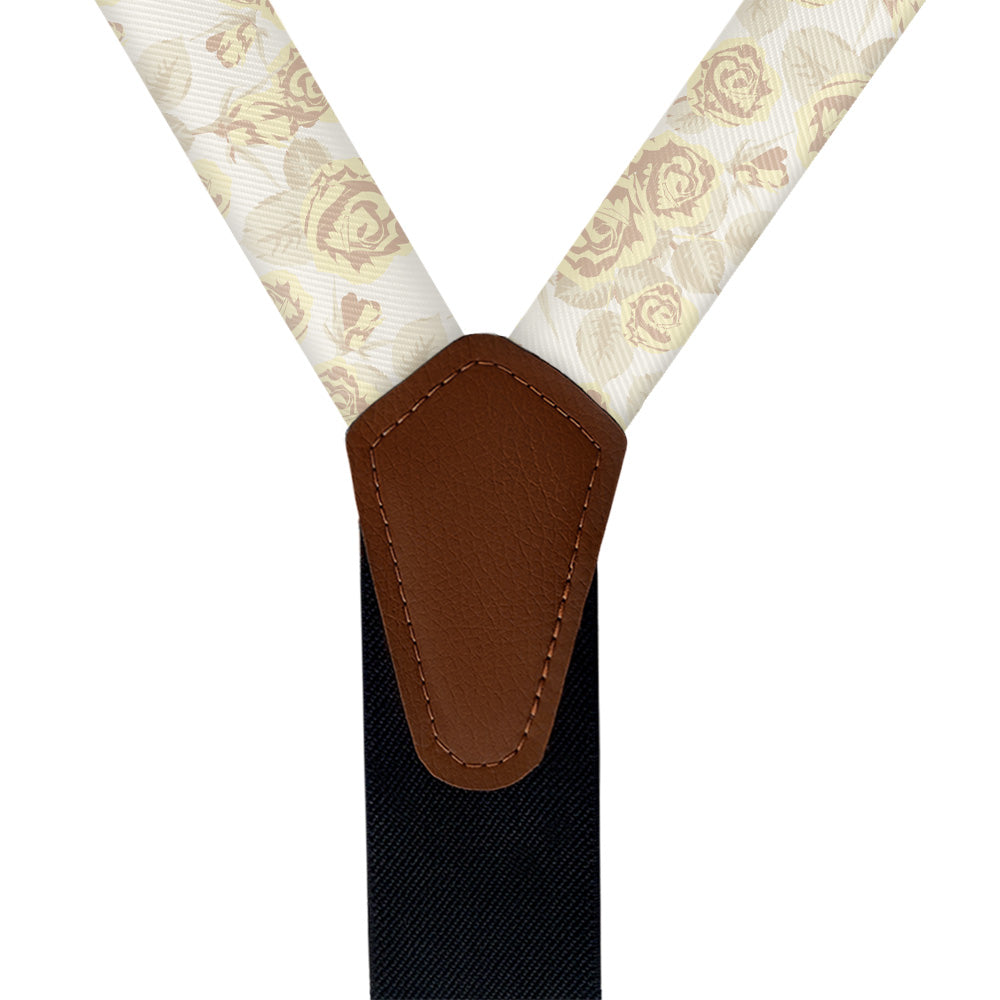 Rose Bud Floral Suspenders - Vegan Leather Y-Back - Knotty Tie Co.