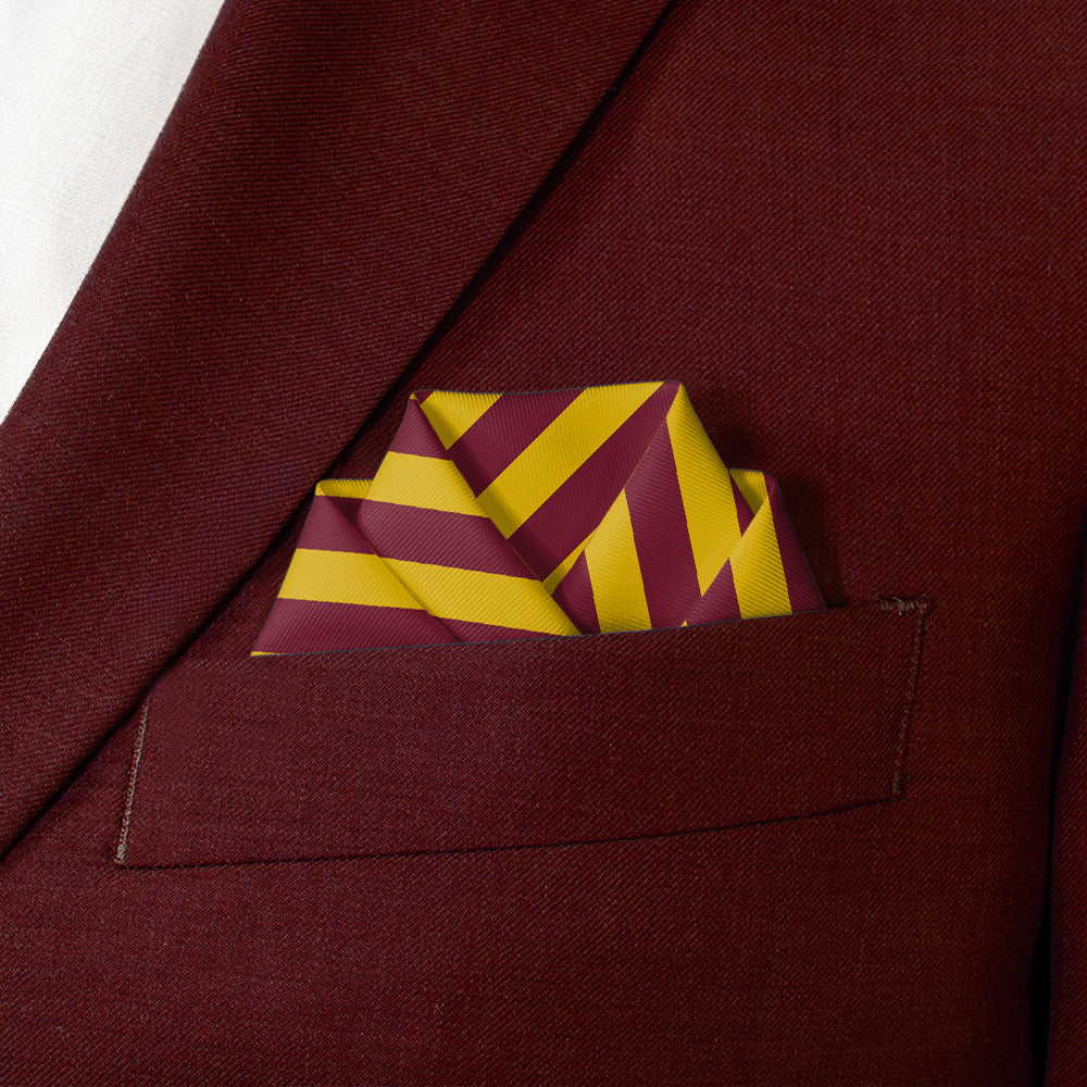 Rugby Stripe Pocket Square - Scalloped Fold - Knotty Tie Co.