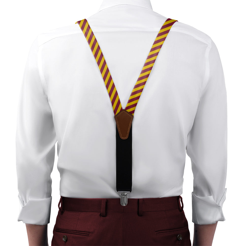 Rugby Stripe Suspenders - On Model Front View - Knotty Tie Co.