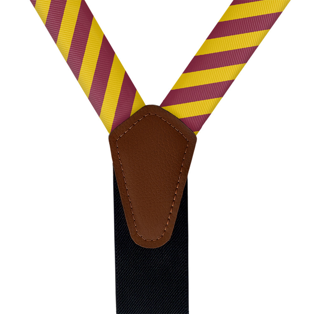 Rugby Stripe Suspenders - Vegan Leather Y-Back - Knotty Tie Co.