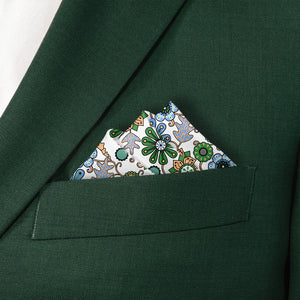 Rural Floral Pocket Square - Stairs Fold - Knotty Tie Co.