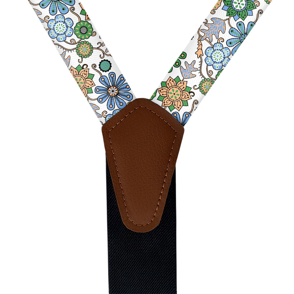 Rural Floral Suspenders - Vegan Leather Y-Back - Knotty Tie Co.