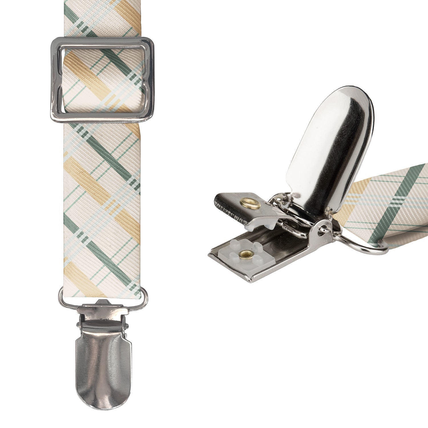 Savannah Plaid Suspenders - Vegan Leather Y-Back - Knotty Tie Co.