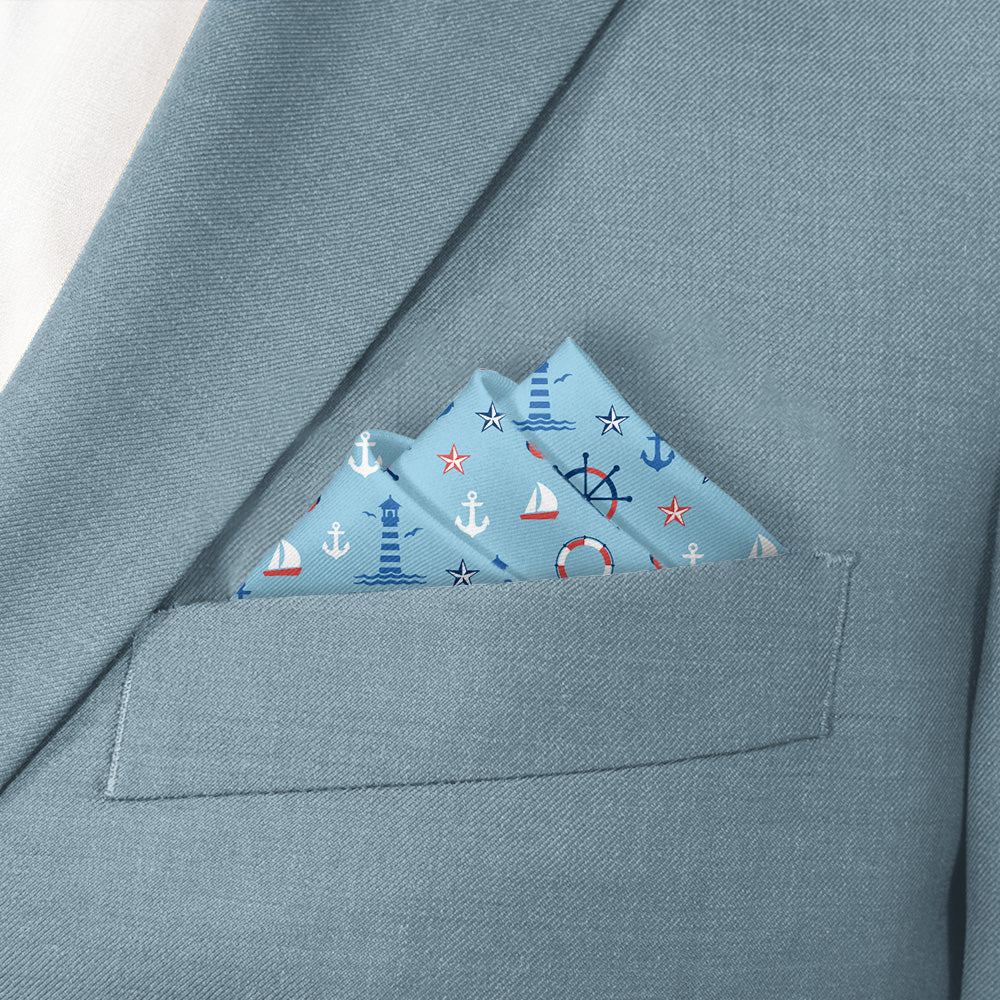 Sea Faring Pocket Square - Stairs Fold - Knotty Tie Co.