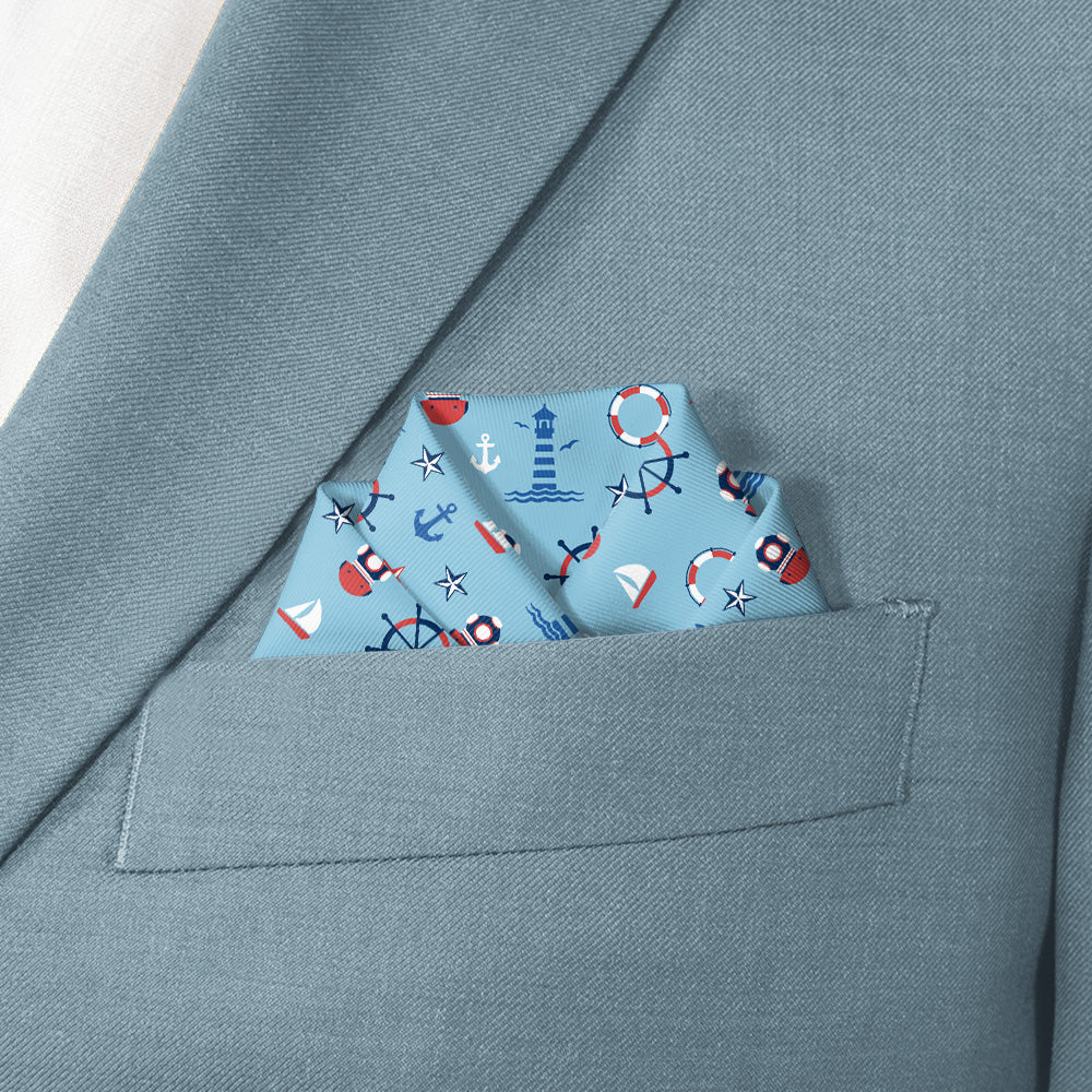 Sea Faring Pocket Square - Scalloped Fold - Knotty Tie Co.