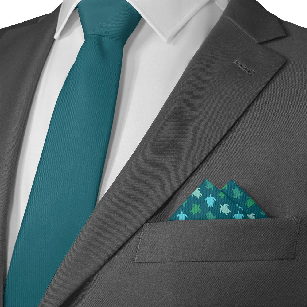 Sea Turtles Pocket Square - Matching Necktie- Knotty Tie Co.