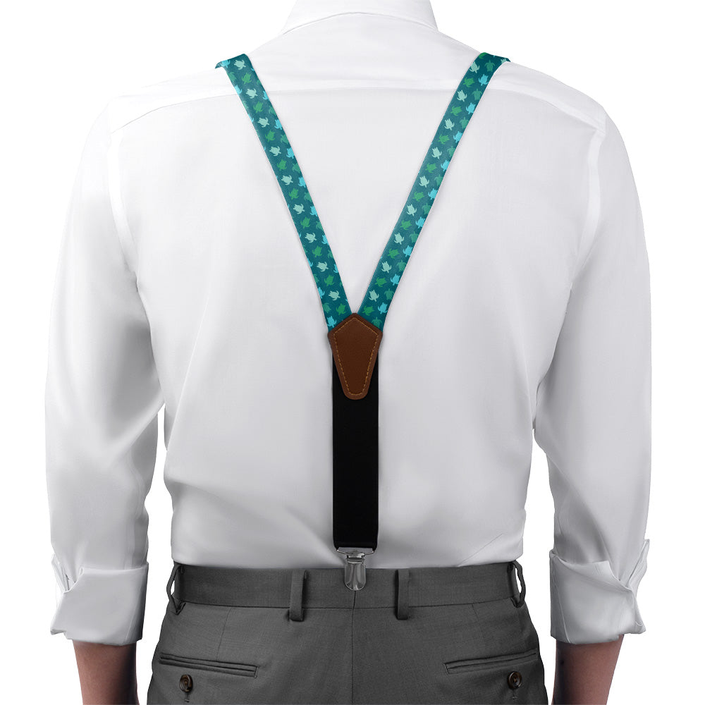 Sea Turtles Suspenders - On Model Front View - Knotty Tie Co.