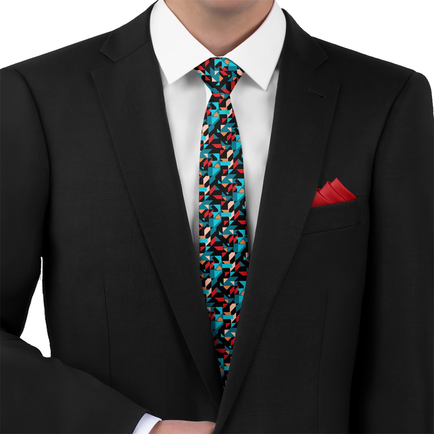 Seventh Sense Geo Necktie - Matching Pocket Square - Knotty Tie Co.