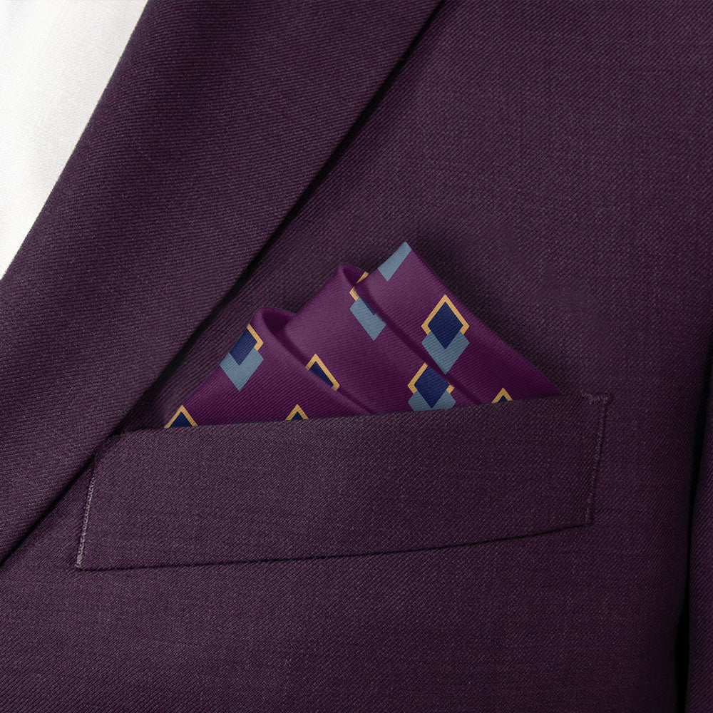 Simon Geometric Pocket Square - Stairs Fold - Knotty Tie Co.