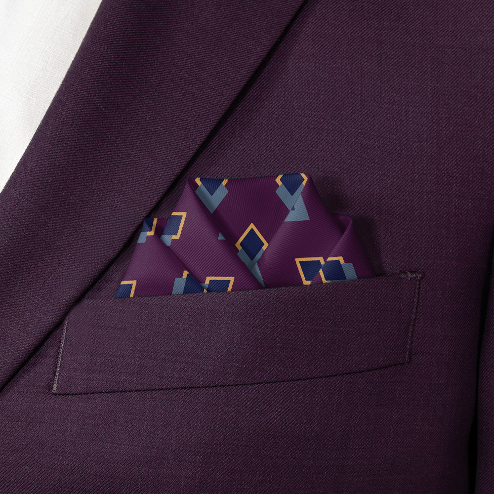 Simon Geometric Pocket Square - Scalloped Fold - Knotty Tie Co.