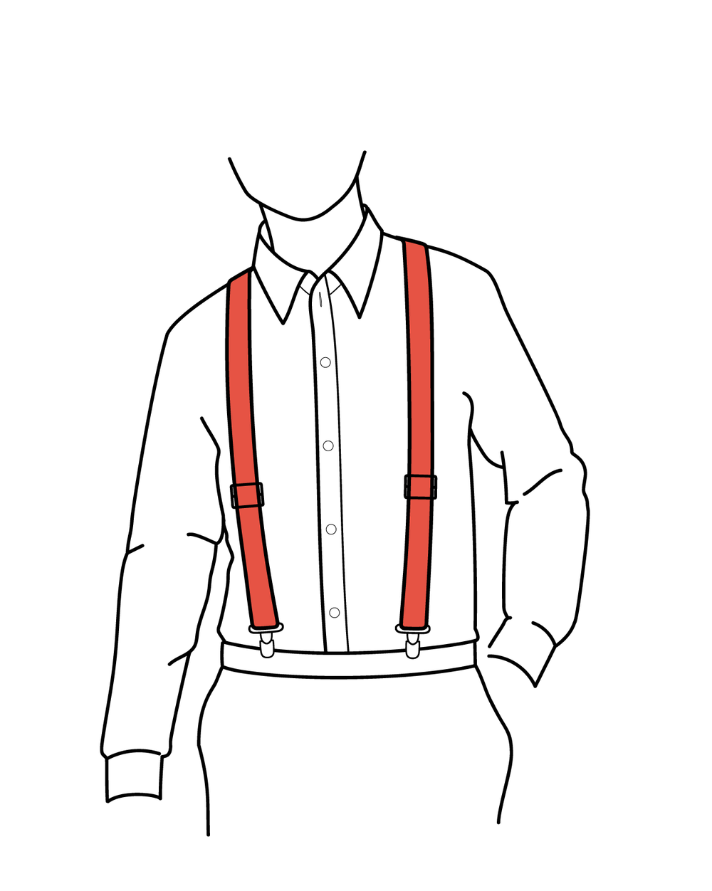 Sketch of large boy wearing red suspenders