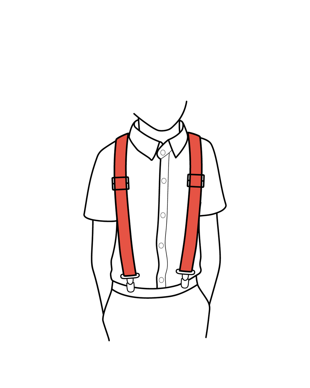 Sketch of small boy wearing red suspenders