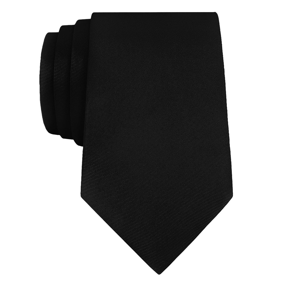 Solid KT Black Necktie - Rolled - Knotty Tie Co.