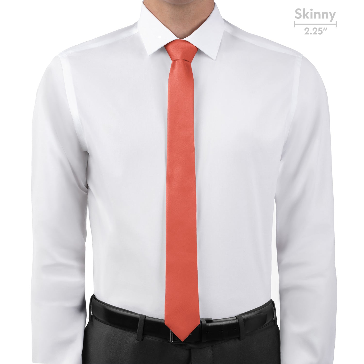 Solid KT Coral Necktie - Skinny - Knotty Tie Co.