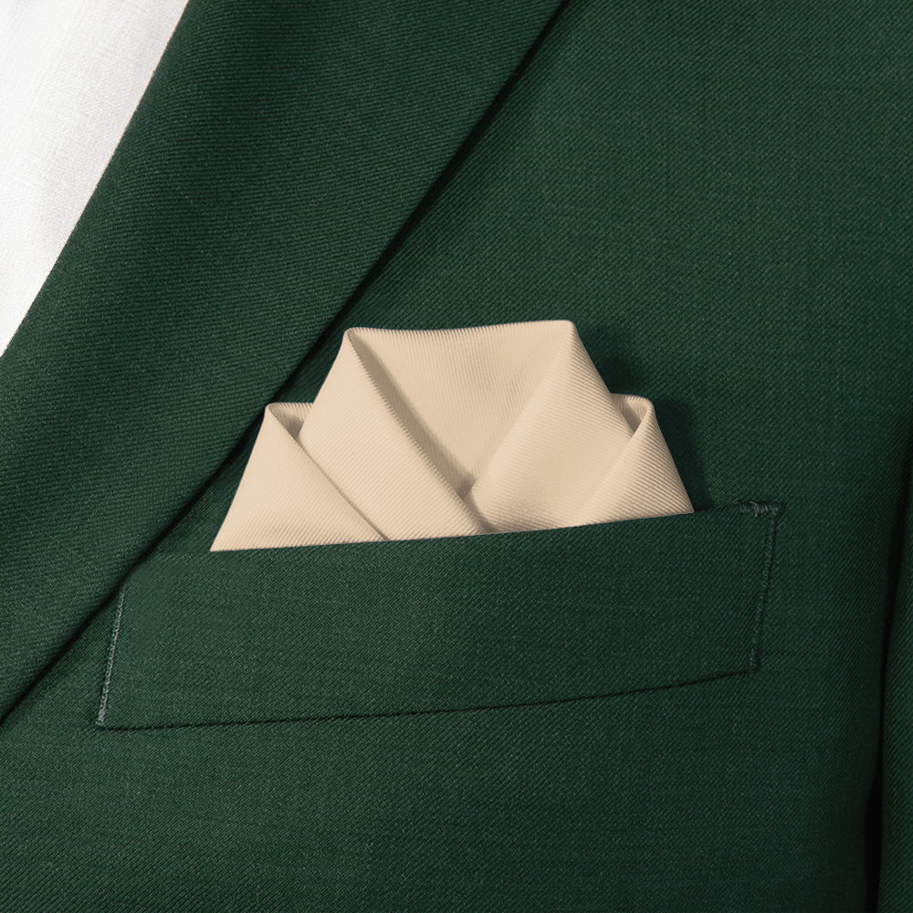 Solid KT Beige Pocket Square - Scalloped Fold - Knotty Tie Co.