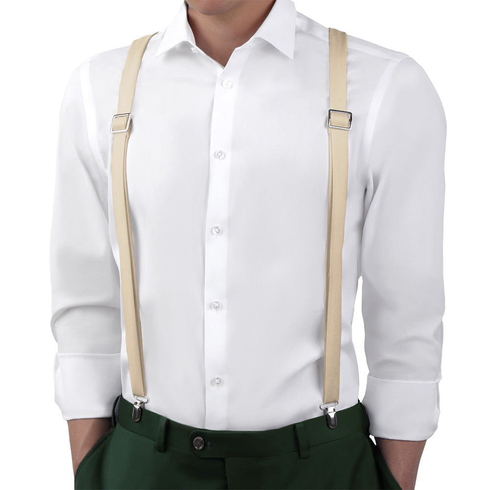 Solid KT Beige Suspenders - Main View - Knotty Tie Co.