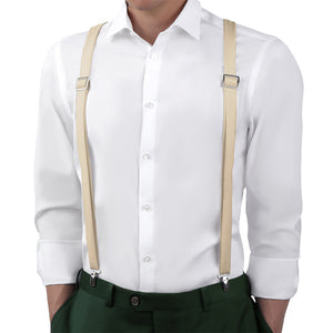 Solid KT Beige Suspenders - On Model Back View - Knotty Tie Co.