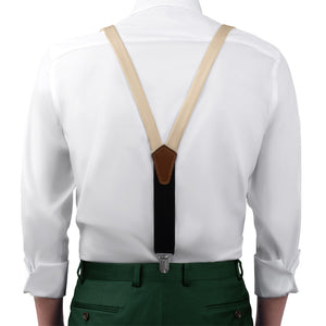 Solid KT Beige Suspenders - On Model Front View - Knotty Tie Co.