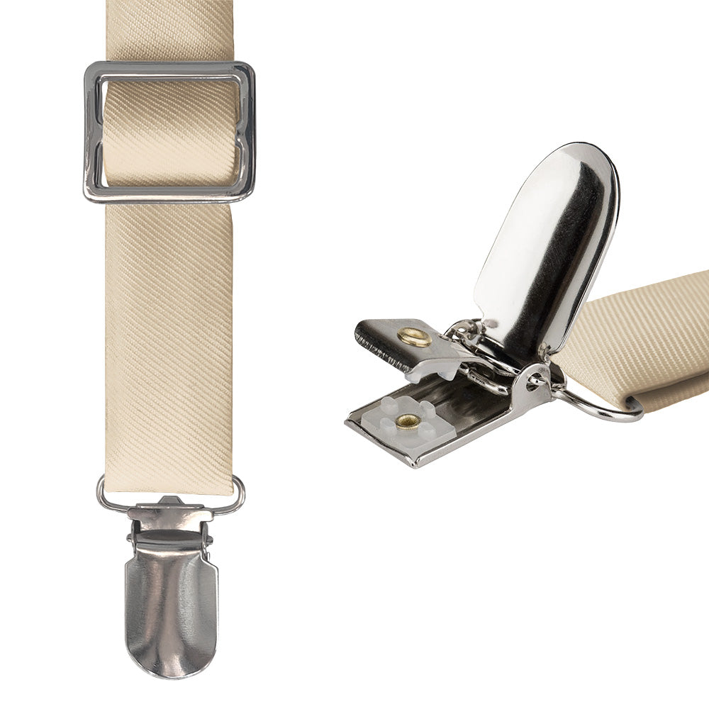 Solid KT Beige Suspenders - Hardware and Strap - Knotty Tie Co.
