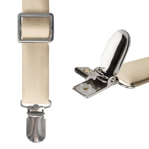 Solid KT Beige Suspenders - Hardware and Strap - Knotty Tie Co.