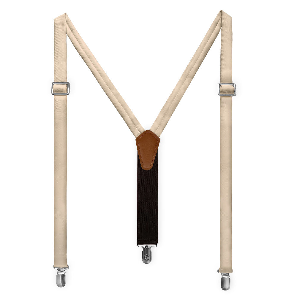 Solid KT Beige Suspenders - Full Front View - Knotty Tie Co.