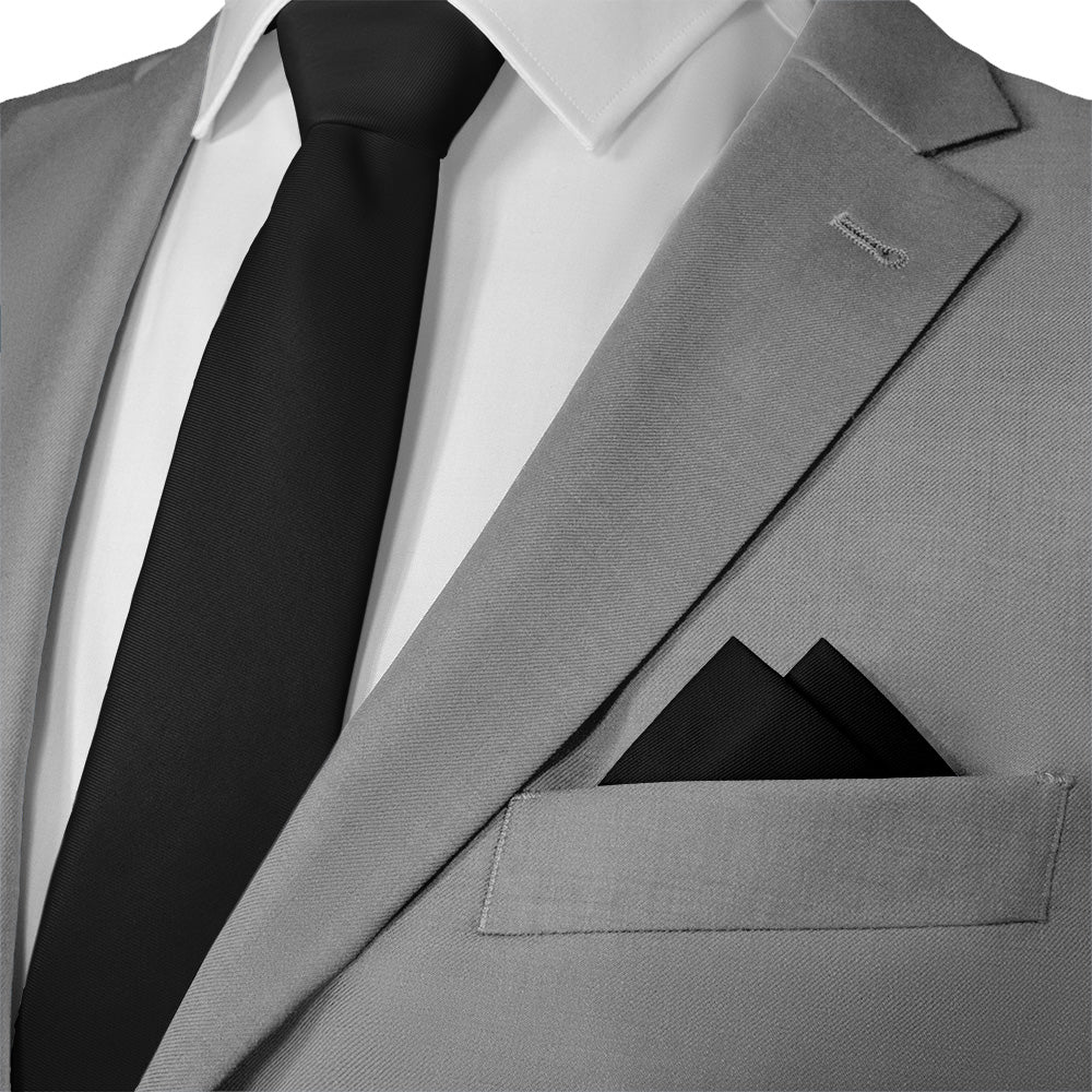 Solid KT Black Pocket Square - 12" Square - Knotty Tie Co.