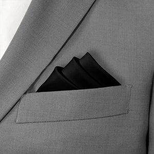 Solid KT Black Pocket Square - Stairs Fold - Knotty Tie Co.