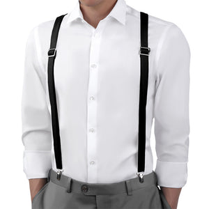 Solid KT Black Suspenders - On Model Back View - Knotty Tie Co.