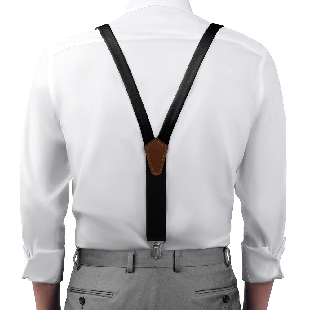 Solid KT Black Suspenders - On Model Front View - Knotty Tie Co.