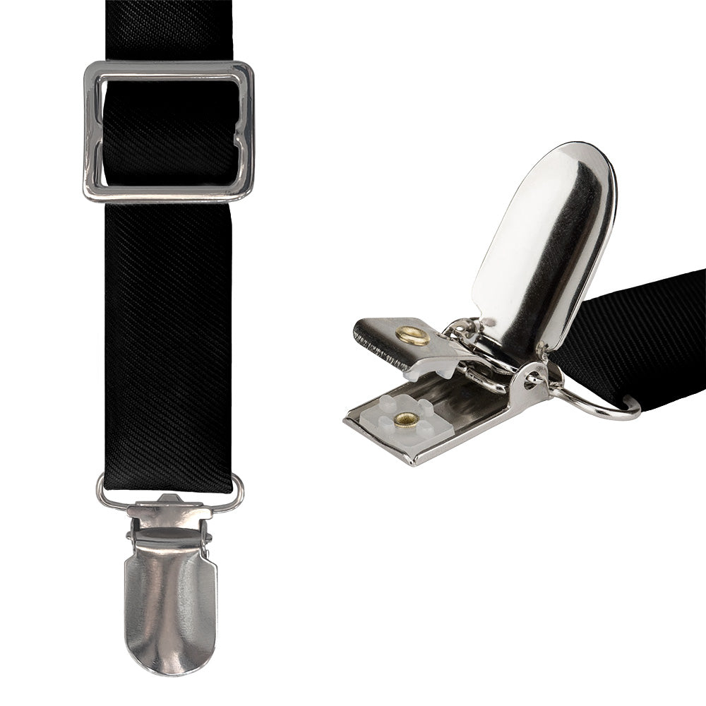 Solid KT Black Suspenders - Hardware and Strap - Knotty Tie Co.